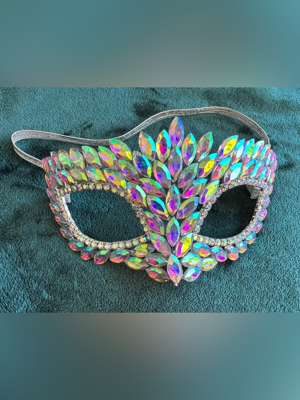 Iridescent rhinestone mask